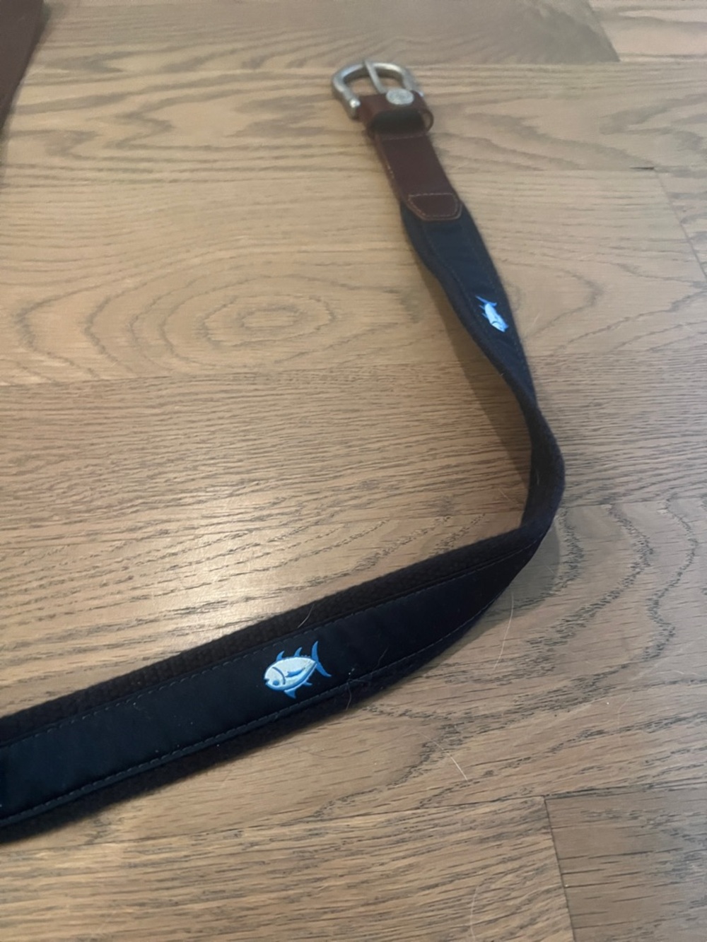 Southern Tide Black Belt with Blue Embroidered Fish